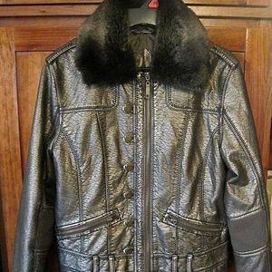 Regent Park Metallic Leather Bomber Moto Jacket L